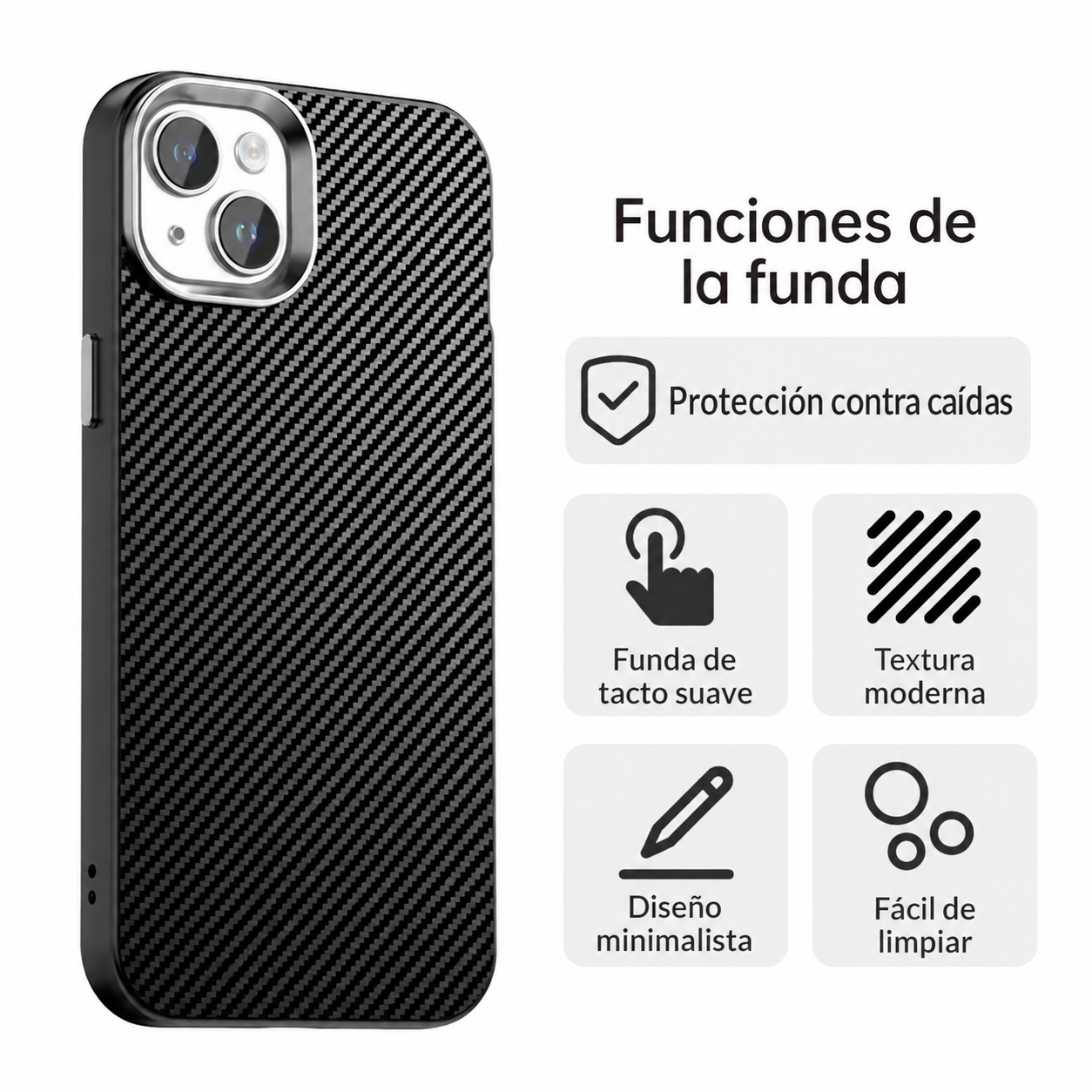 Funda Premium para iPhone · Efecto fibra de carbono - Imagen 2